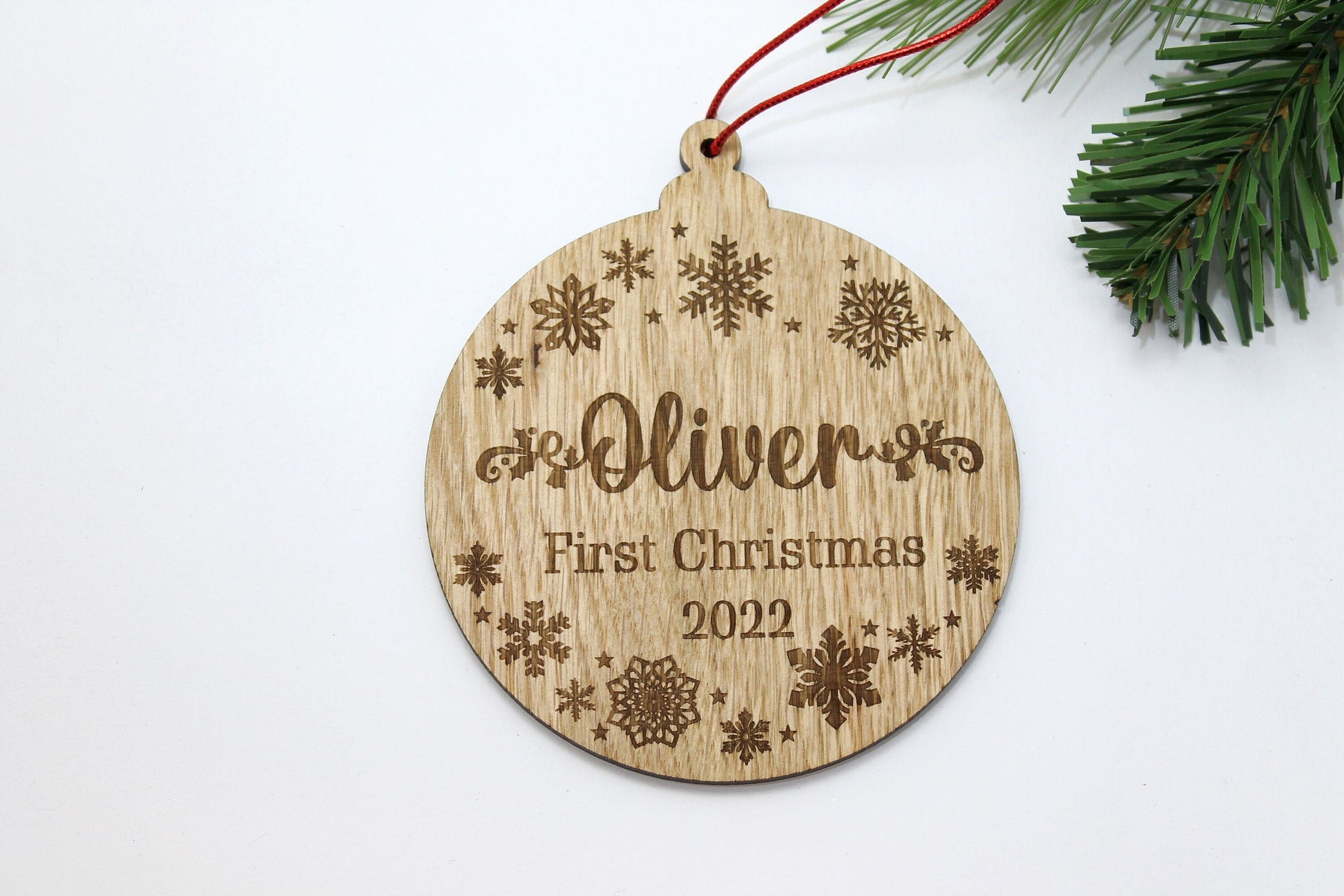 Personalised First Christmas  Bauble - Personalised Wooden Bauble  - Custom Christmas Ornaments