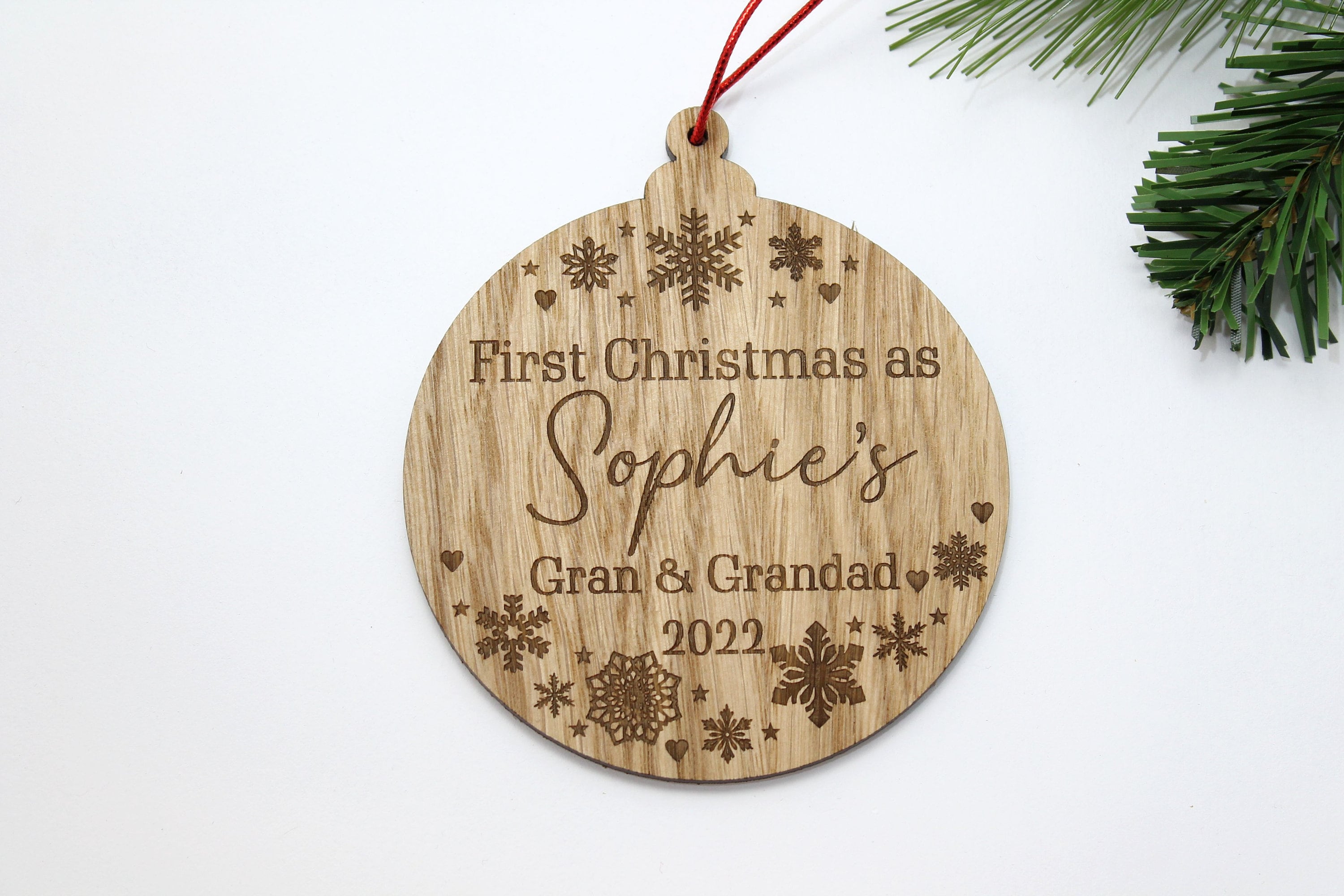 Personalised Grandparents First Christmas  Bauble - Personalised Wooden Bauble  - Custom Christmas Ornaments