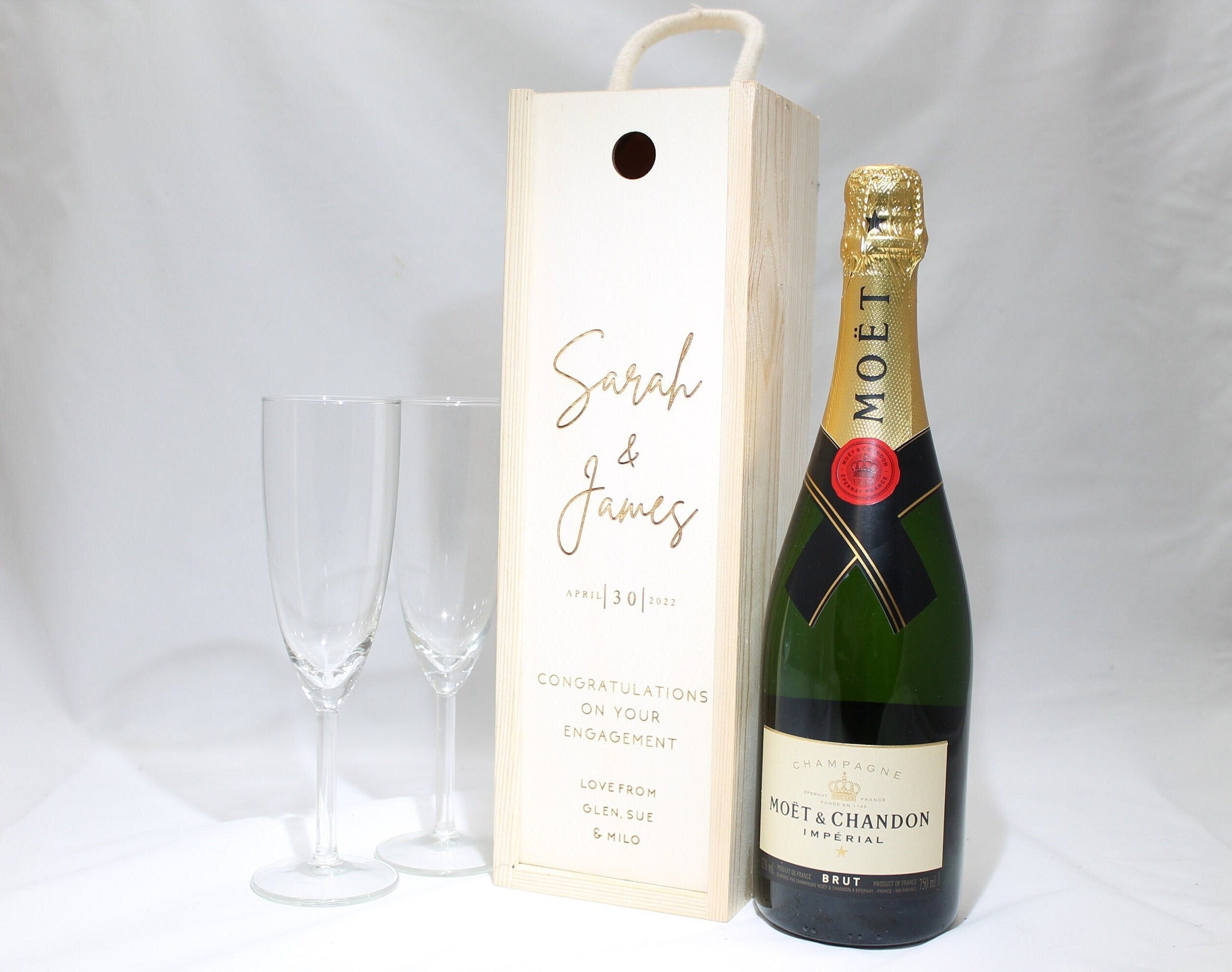 Personalised Engagement Bottle Box Customised Engagement Gift Present Personalised Engagement Champagne Wooden Wedding Bottle Box Gifts