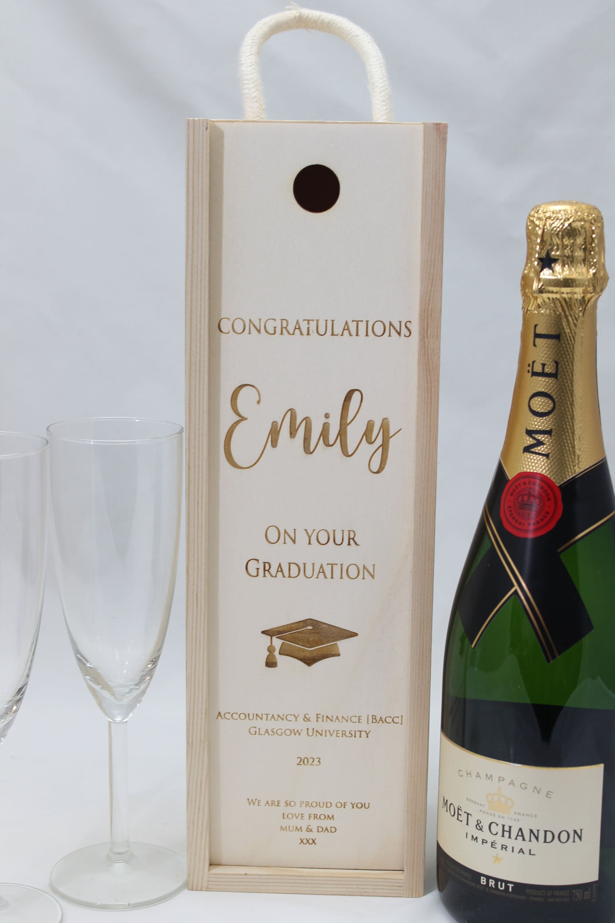 Personalised Graduation Bottle Gift Box Customised Engagement Gift Present Personalised Engagement Champagne Wooden Wedding Bottle Box Gifts