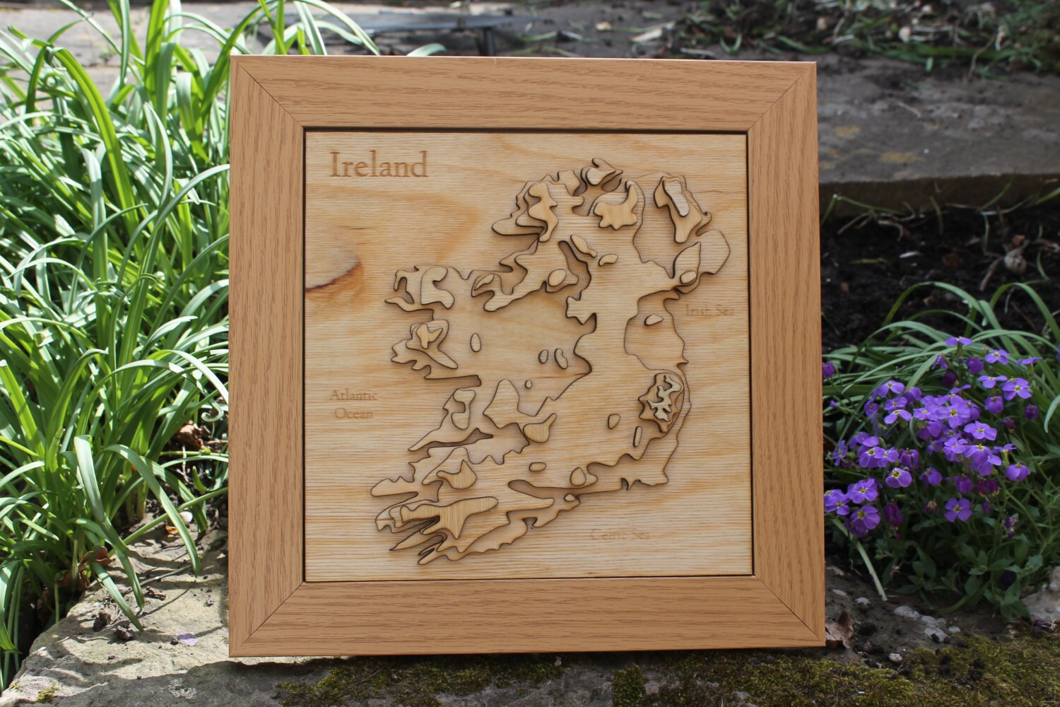 3D Ireland Map - Wooden Topographical Map - Ireland Map - Wooden map