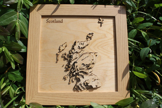 3D Scotland Map - Wooden Topographical Map - Scotland Map - Wooden Contour Map