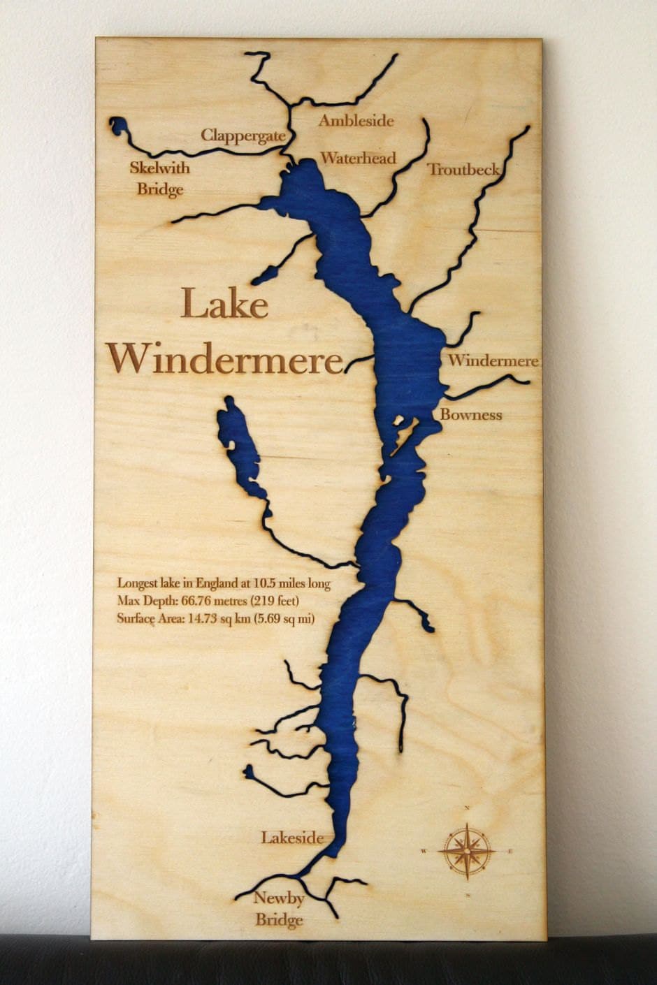 Lake Windermere Lake Map Wall Map