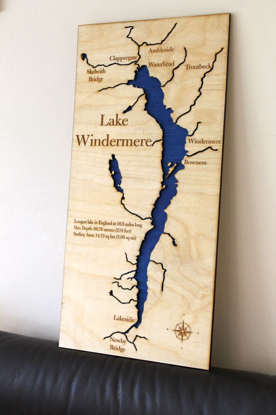Lake Windermere Lake Map Wall Map
