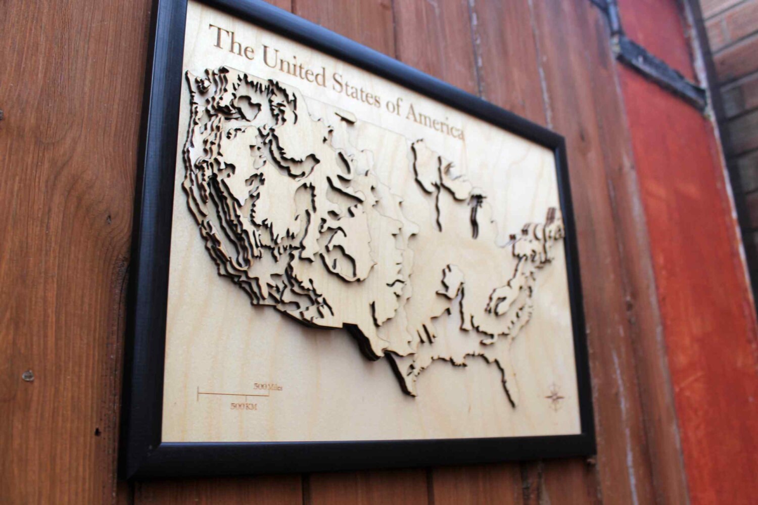 3D USA Map - Wooden Topographical Map - United States of America Map - Wooden map