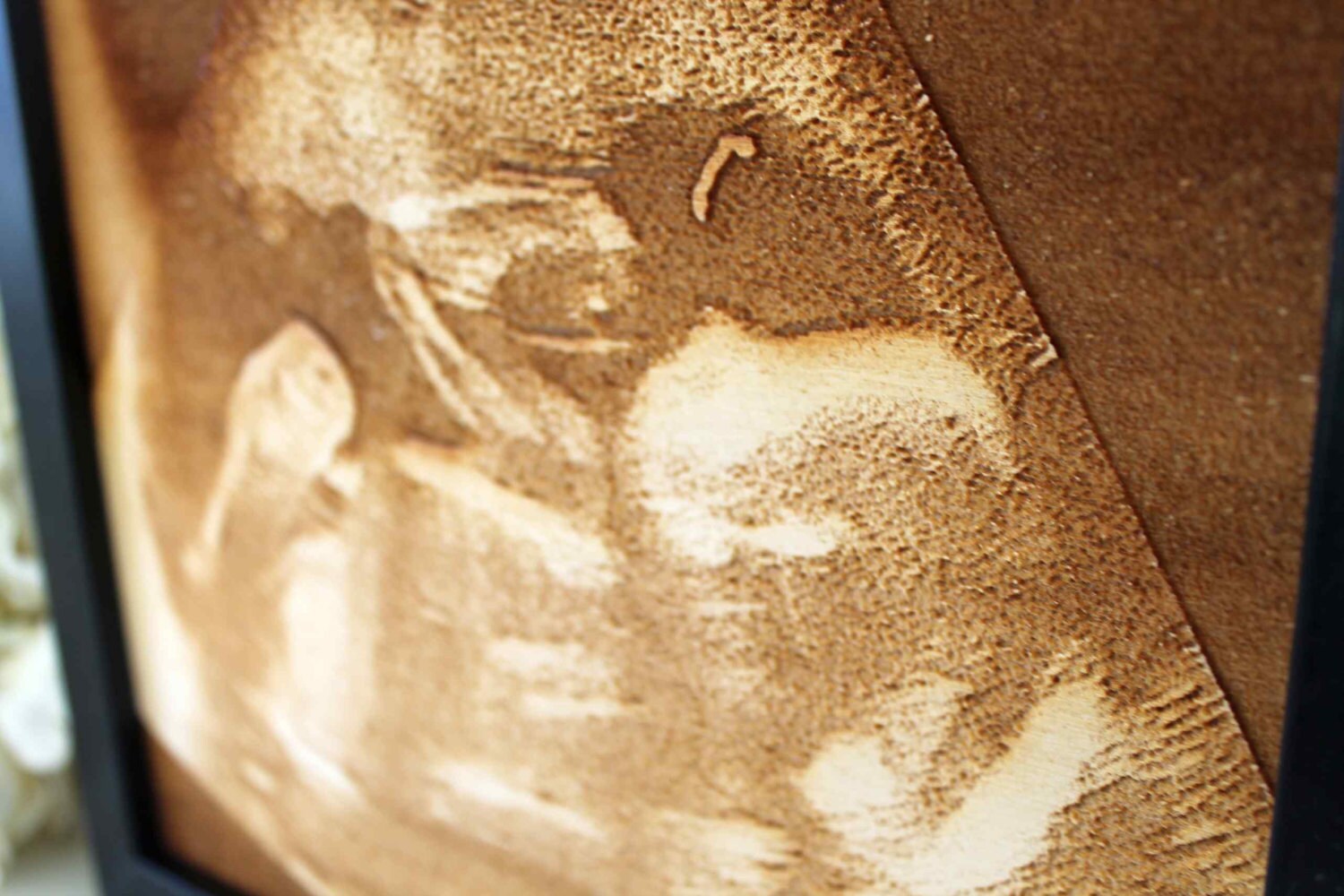 Baby Scan Engraving - Engraved into Wood - Framed Baby Scan