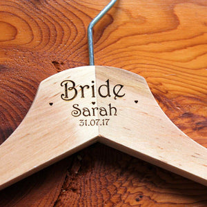 Personalised Bridal Wedding Hanger in Wood or White - Hanger Engraved Wedding Gift Bride, Bridesmaids and more.