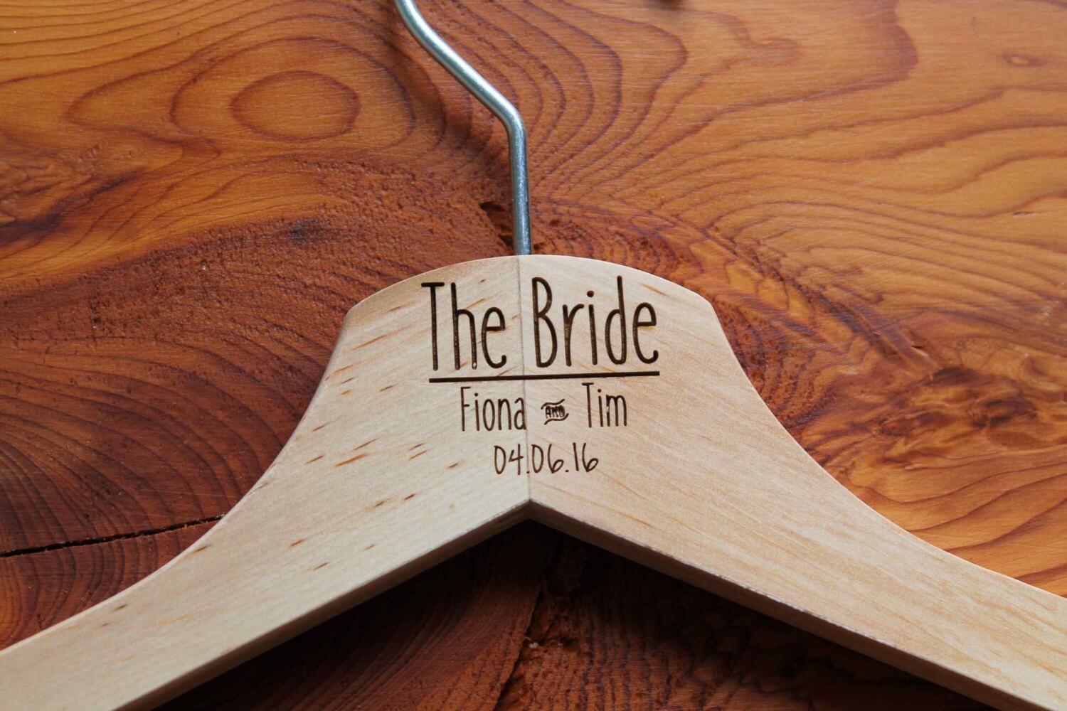 Personalised Bridal Wedding Hanger in Wood or White - Hanger Engraved Wedding Gift Bride, Bridesmaids and more. Line Split.