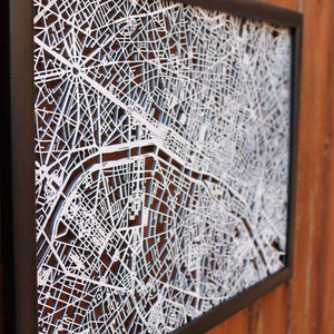 Paris Wood Map Laser Cut Street Maps Wooden Map