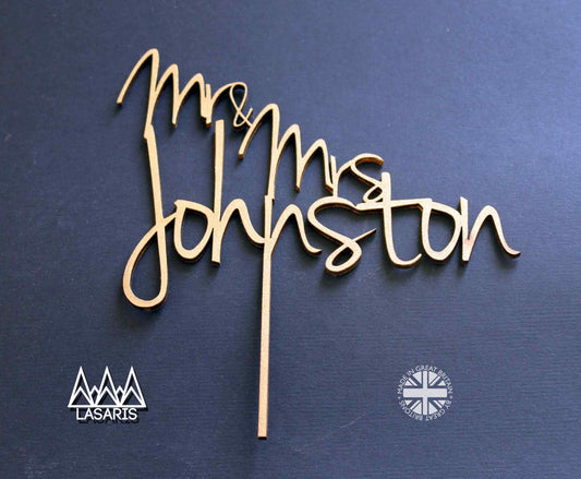 Cake Topper Wedding Surname - Mr and Mrs