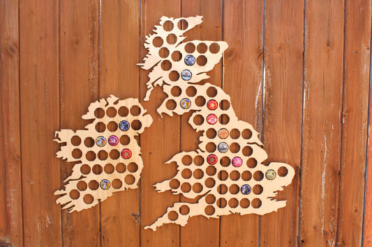 Large UK Beer Cap Map Bottle Cap Holder Collection Gift Art