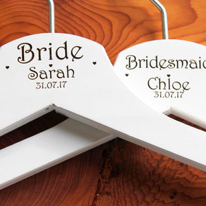 Personalised Bridal Wedding Hanger in Wood or White - Hanger Engraved Wedding Gift Bride, Bridesmaids and more.