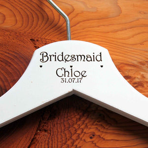 Personalised Bridal Wedding Hanger in Wood or White - Hanger Engraved Wedding Gift Bride, Bridesmaids and more.