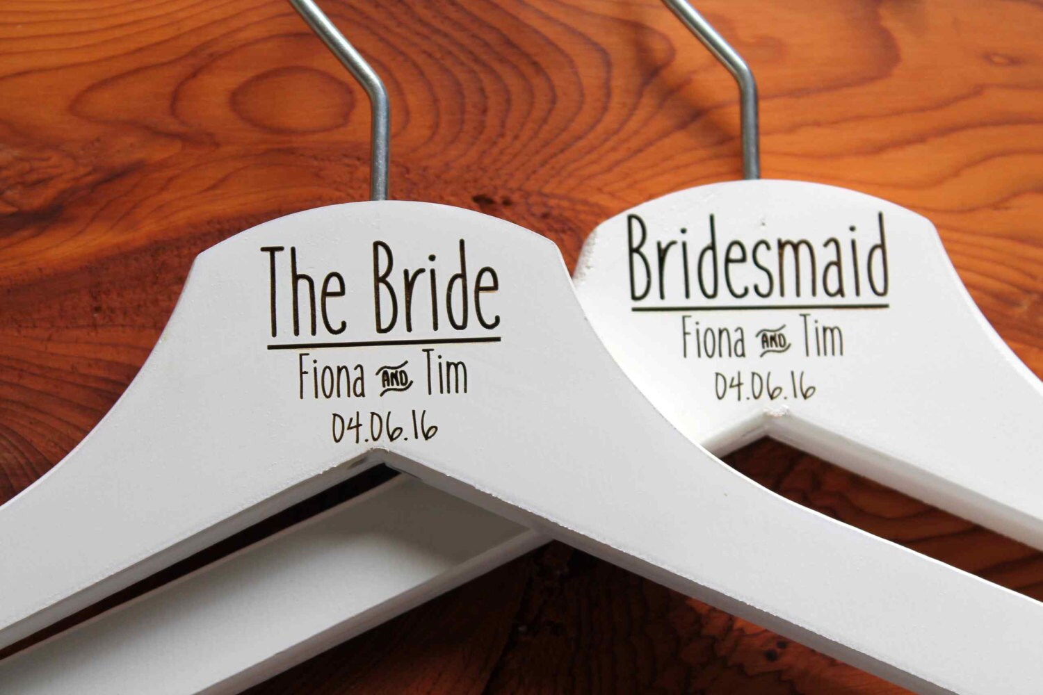 Personalised Bridal Wedding Hanger in Wood or White - Hanger Engraved Wedding Gift Bride, Bridesmaids and more. Line Split.