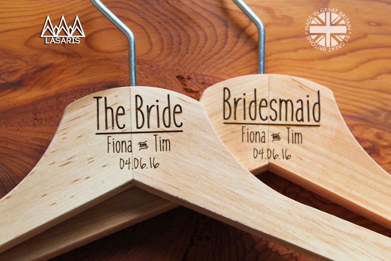 Personalised Bridal Wedding Hanger in Wood or White - Hanger Engraved Wedding Gift Bride, Bridesmaids and more. Line Split.
