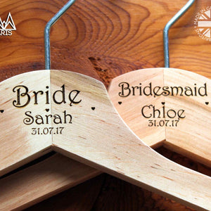 Personalised Bridal Wedding Hanger in Wood or White - Hanger Engraved Wedding Gift Bride, Bridesmaids and more.